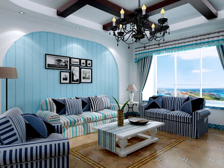 地中海風格二居室客廳茶幾裝修圖片